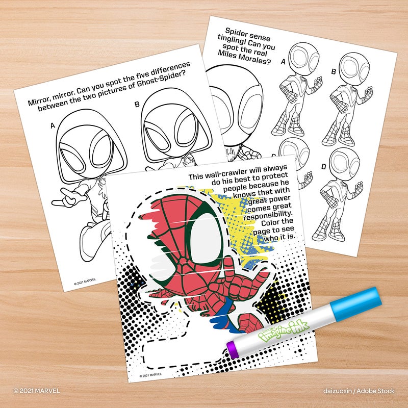 Marvel Spidey and His Amazing Friends 20 Page Imagine Ink Magic Pictures Coloring Book with 1 Mess Free Marker - Image 4