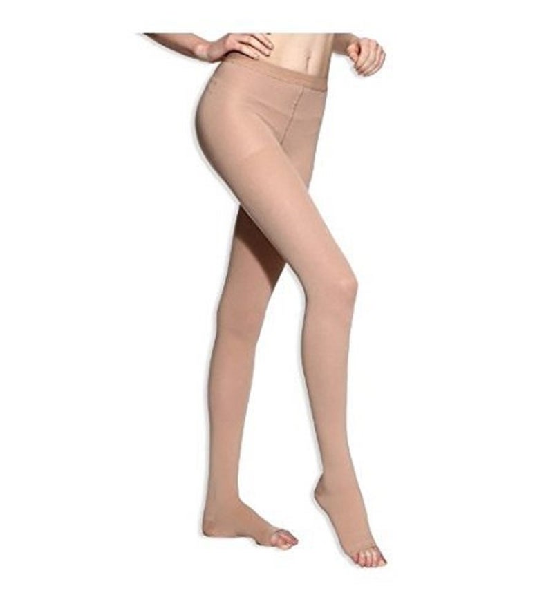 BriteLeafs Sheer Compression Pantyhose 20-30 mmHg, Firm Support, Open Toe (Medium, Beige) - Image 4