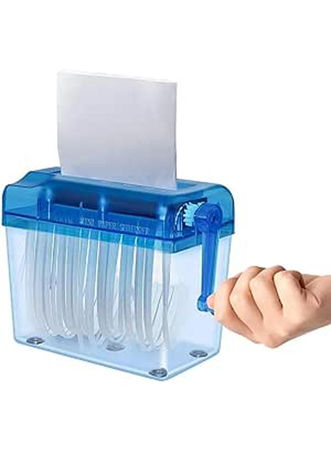 Mini Manual Paper Shredder Portable Strip Cut Hand Crank Shredding Machine 1L Capacity White for Paper Notes Bills Photos Office Home Use - Image 1