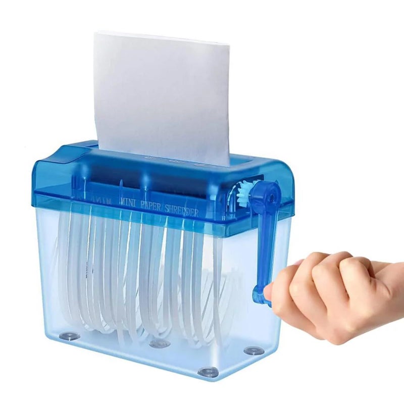 Mini Manual Paper Shredder Portable Strip Cut Hand Crank Shredding Machine 1L Capacity White for Paper Notes Bills Photos Office Home Use - Image 2
