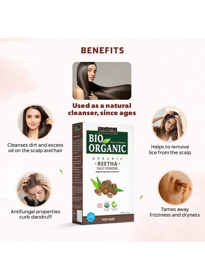 Indus Valley 100% Organic Reetha Powder | Sapindus Mukorossi For Hair & Scalp Treatment - (100G)  - Image 3