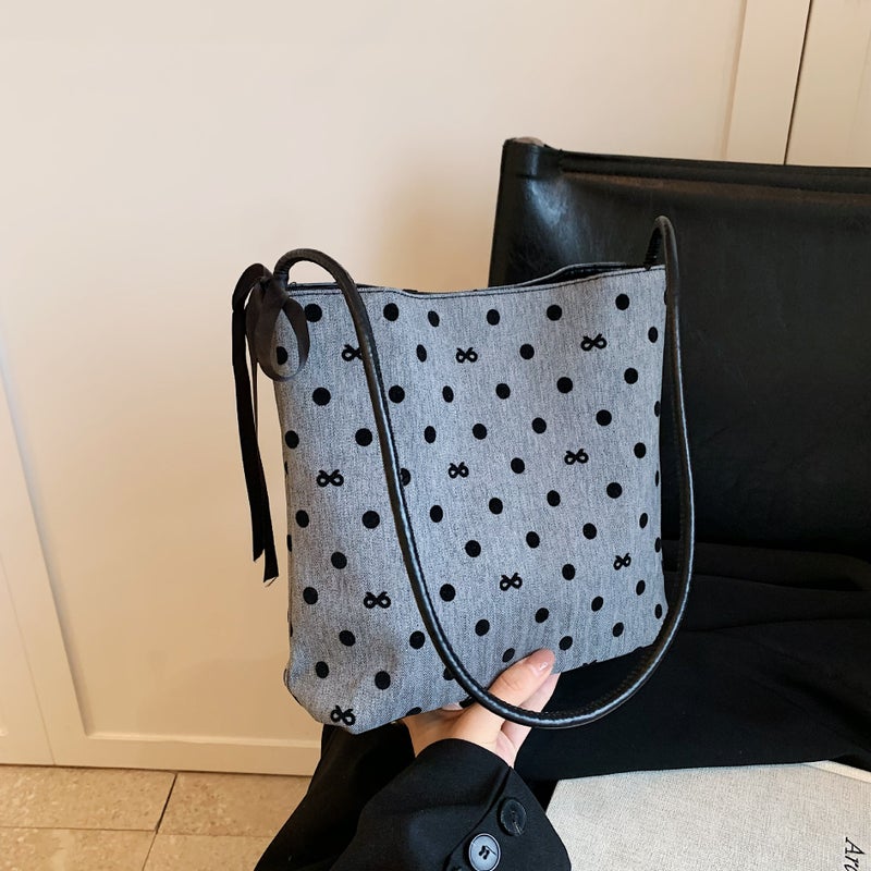 Casual Super Popular Niche Wave Dot Women'S Bag Style All-Match One-Shoulder Underarm Bag Portable Bucket Bag - Image 3
