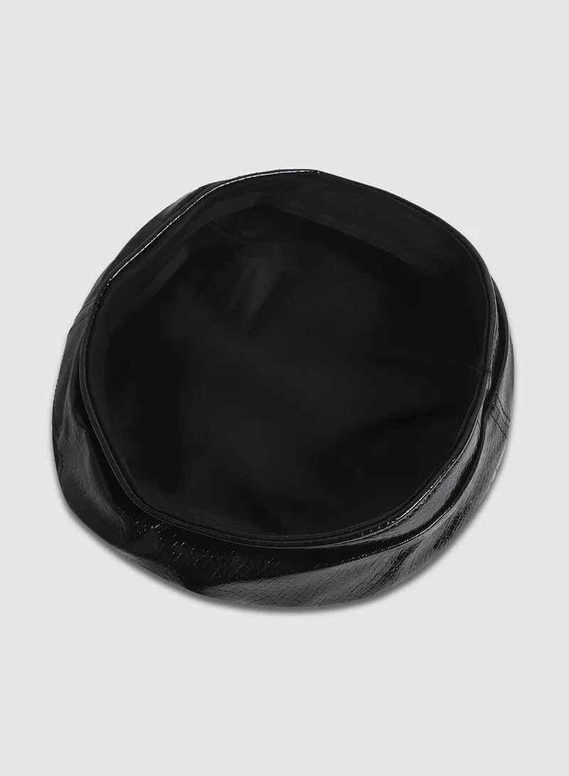 Haute Sauce Pebbled Beret Hat - Black