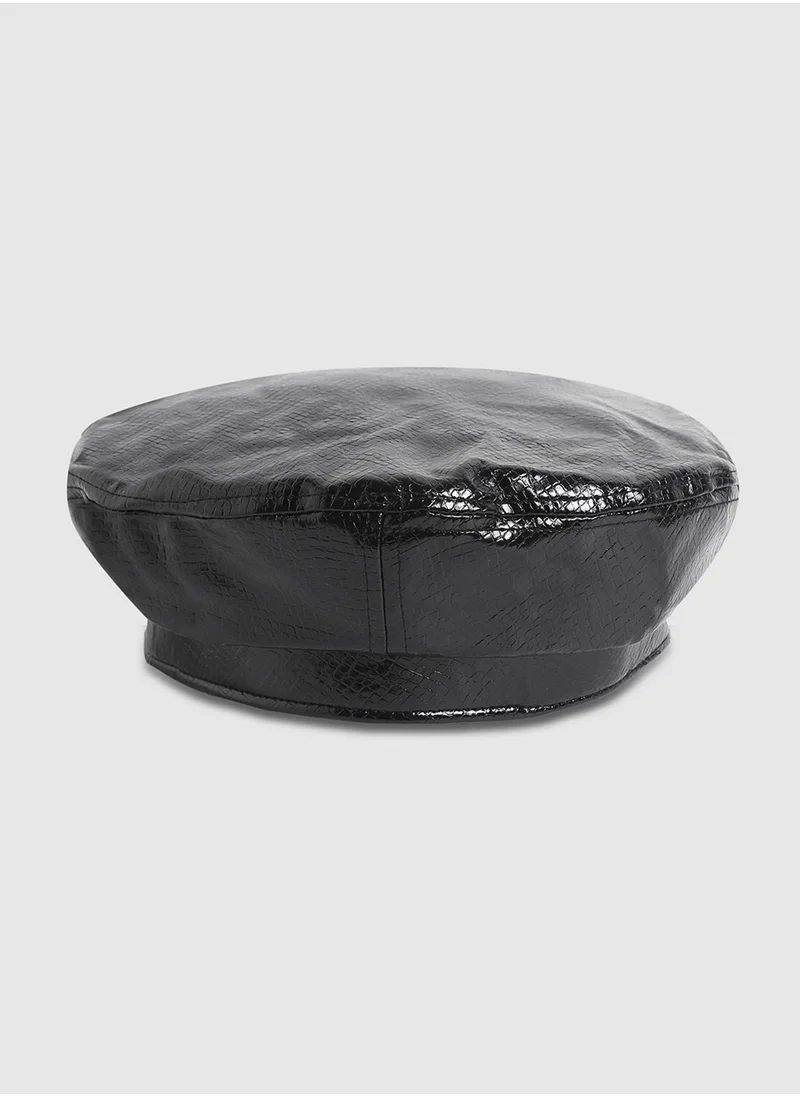 صوص هاوت Pebbled Beret Hat - Black