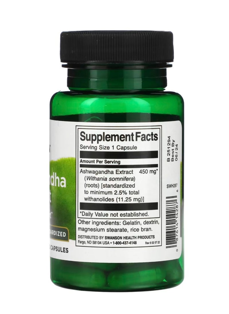 SWANSON Ashwagandha Extract Standardized 450 Mg 60 Capsules  - Image 2