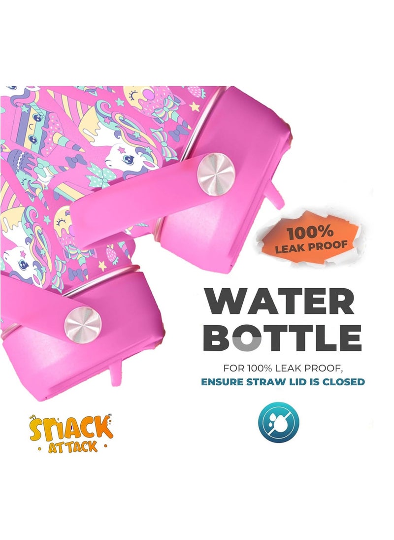 Snack attack SA Kids Water Bottle for School Insulated water bottle with Straw Lid, Kids water bottle stainless steel, Double Wall, Baby water bottle, Steel water bottle (Pink Family)  - Image 4