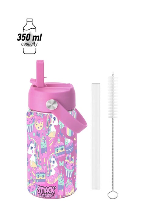SA Kids Water Bottle for School Insulated water bottle with Straw Lid, Kids water bottle stainless steel, Double Wall, Baby water bottle, Steel water bottle (Pink Family)