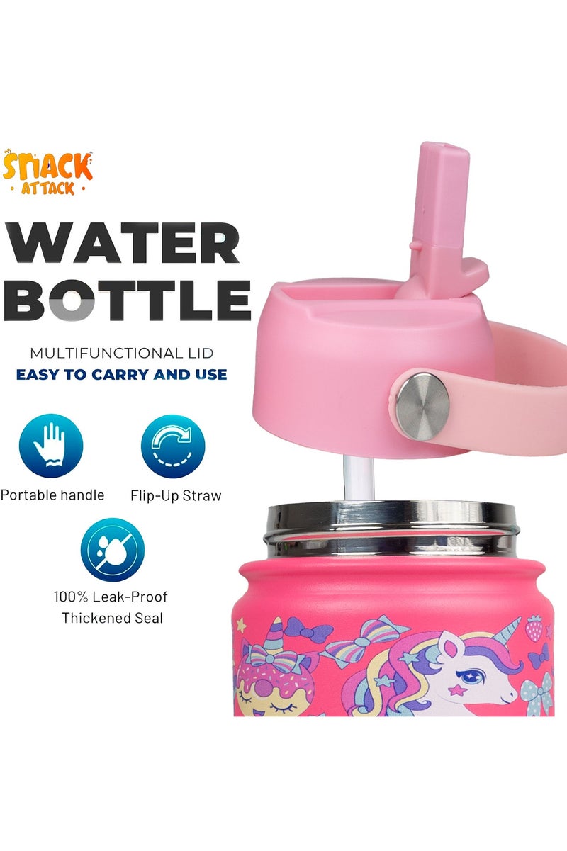 Snack attack SA Kids Water Bottle for School Insulated water bottle with Straw Lid, Kids water bottle stainless steel, Double Wall, Baby water bottle, Steel water bottle (Pink Family) - Image 5