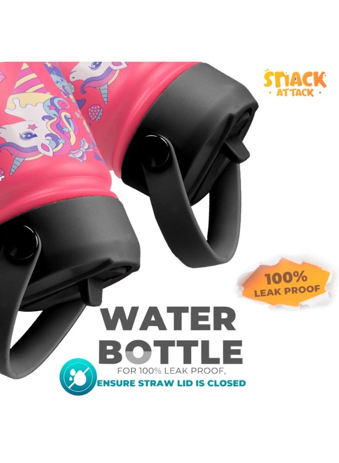Snack attack SA Kids Water Bottle for School Insulated water bottle with Straw Lid, Kids water bottle stainless steel, Double Wall, Baby water bottle, Steel water bottle (Pink Family) - Image 4
