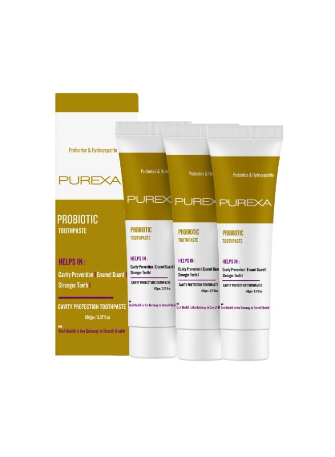 PUREXA Probiotic Toothpaste Pack of 3 (100g Each) | Anti-Cavity Fluoride Toothpaste for Healthy Gums & Stronger Teeth | Chemical-Free | Advanced Oral Care - Image 1