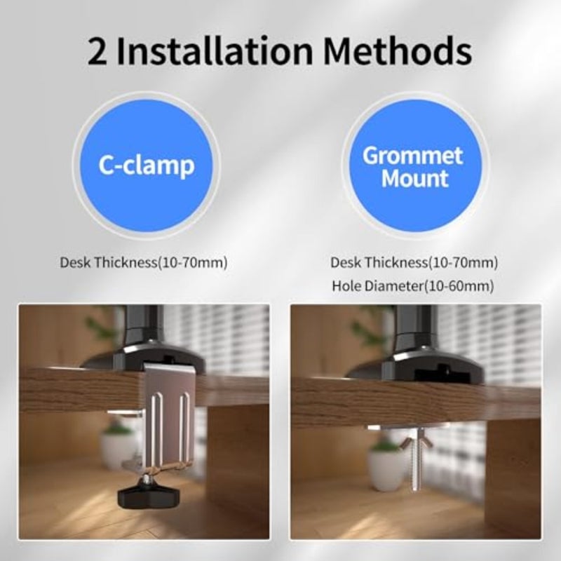 Monitor Arm for 13-32 Inch LED LCD Screens up to 9kg, Gas Spring Stand with 360 Rotation, Height Adjustable, Tilt Swivel, VESA 75x75/100x100 Mount, MD01A - Image 5