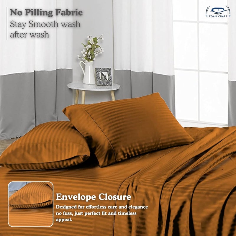 FOAM CRAFT® Hotel Quality 6-Piece Stripe Bed Sheet Set - Mocha, Full - Image 4