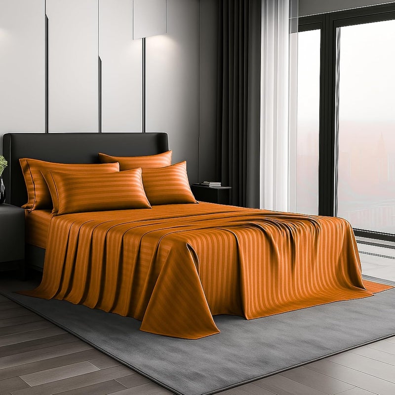 FOAM CRAFT® Hotel Quality 6-Piece Stripe Bed Sheet Set - Mocha, Full - Image 1