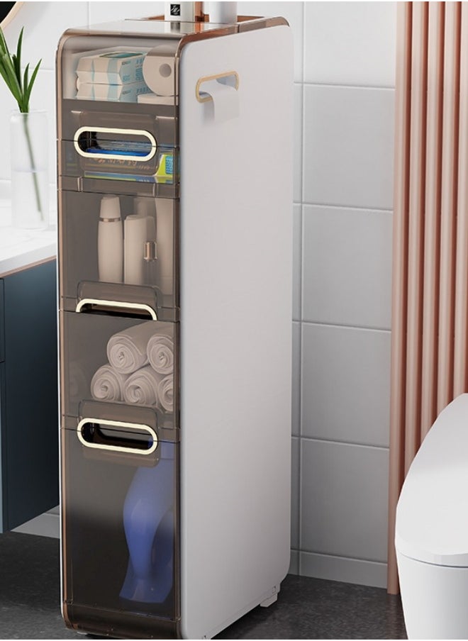 Narrow Cabinet,Standing Slim Narrow Cabinet,4 Tiers Bathroom Floor Storage Rack,Suitable for Toilet, Kitchen, Bathroom