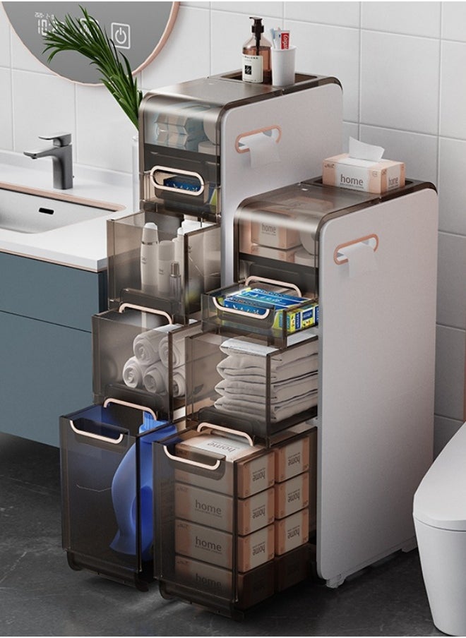 Narrow Cabinet,Standing Slim Narrow Cabinet,4 Tiers Bathroom Floor Storage Rack,Suitable for Toilet, Kitchen, Bathroom