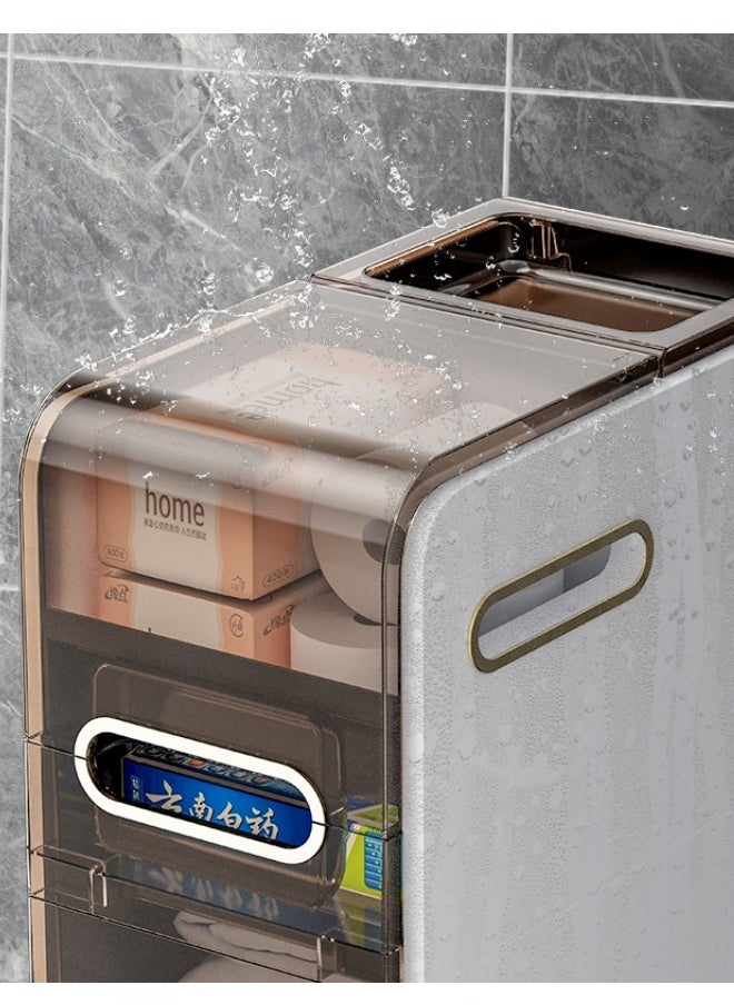 Narrow Cabinet,Standing Slim Narrow Cabinet,4 Tiers Bathroom Floor Storage Rack,Suitable for Toilet, Kitchen, Bathroom