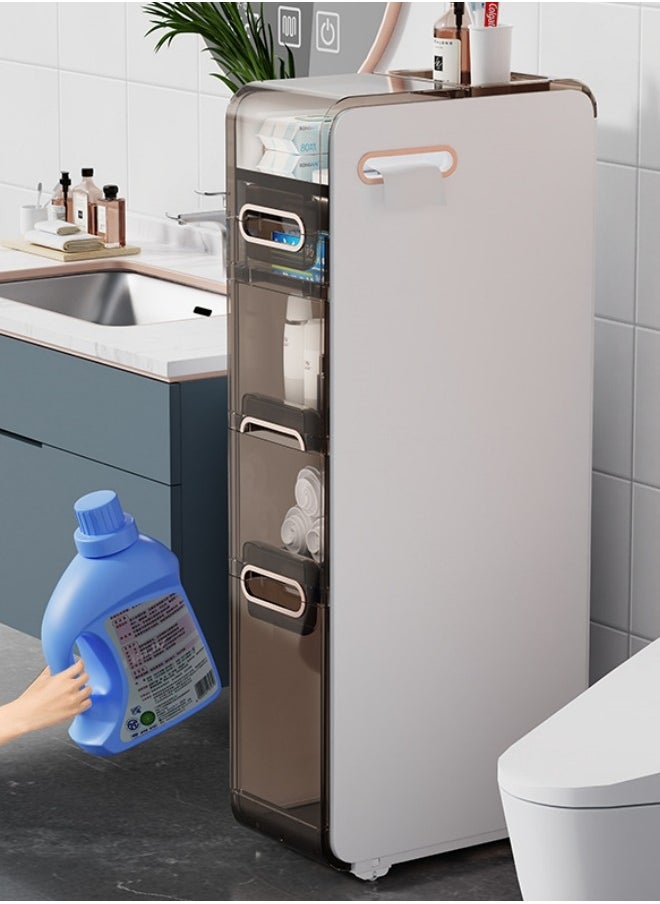 Narrow Cabinet,Standing Slim Narrow Cabinet,4 Tiers Bathroom Floor Storage Rack,Suitable for Toilet, Kitchen, Bathroom