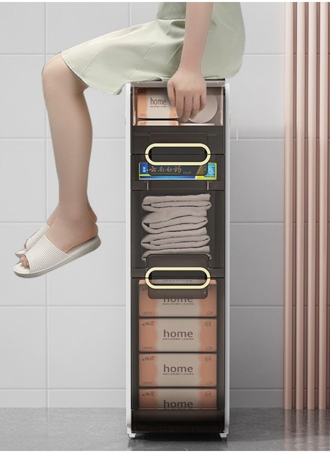 Narrow Cabinet,Standing Slim Narrow Cabinet,4 Tiers Bathroom Floor Storage Rack,Suitable for Toilet, Kitchen, Bathroom