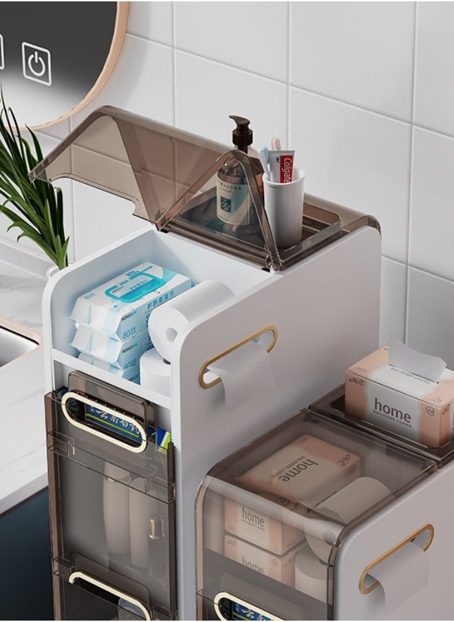 Narrow Cabinet,Standing Slim Narrow Cabinet,4 Tiers Bathroom Floor Storage Rack,Suitable for Toilet, Kitchen, Bathroom