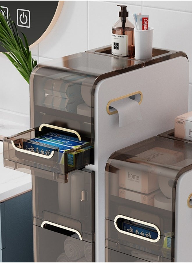 Narrow Cabinet,Standing Slim Narrow Cabinet,4 Tiers Bathroom Floor Storage Rack,Suitable for Toilet, Kitchen, Bathroom