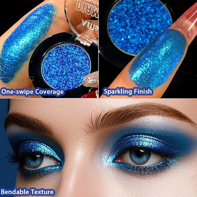 Afflano Green Glitter Eyeshadow Makeup Chrome Emerald Green Eyeshadow palette Instant Color Highly Pigmented Metallic Shimmery Frost green Eye Shadow for St Patricks Wicked Sparkle Eye Face Makeup - Image 3
