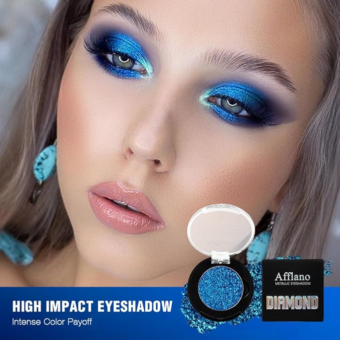 Afflano Green Glitter Eyeshadow Makeup Chrome Emerald Green Eyeshadow palette Instant Color Highly Pigmented Metallic Shimmery Frost green Eye Shadow for St Patricks Wicked Sparkle Eye Face Makeup - Image 2