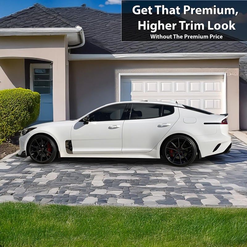 BOGAR TECH DESIGNS Side Window Chrome Delete Overlay Compatible with Kia Stinger 2018-2023, Gloss Black - Image 2