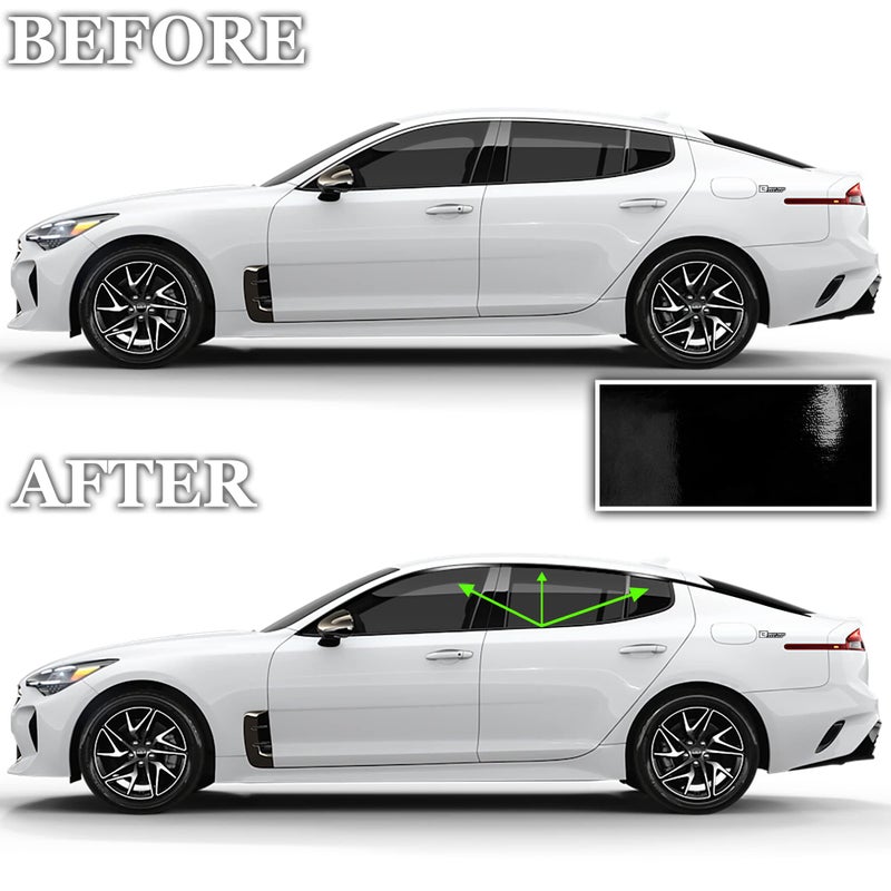 BOGAR TECH DESIGNS Side Window Chrome Delete Overlay Compatible with Kia Stinger 2018-2023, Gloss Black - Image 3