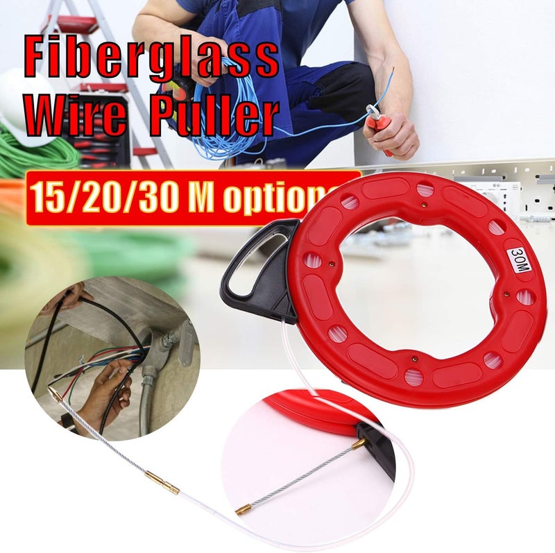 Homgee 30M Fiberglass Fish Tape Reel Puller Conductive Electrical Cable Puller with Impact Case Electric or Communication Wire Puller Use for Drywall Ceiling Under Rug Conduit or Pipe - Image 5