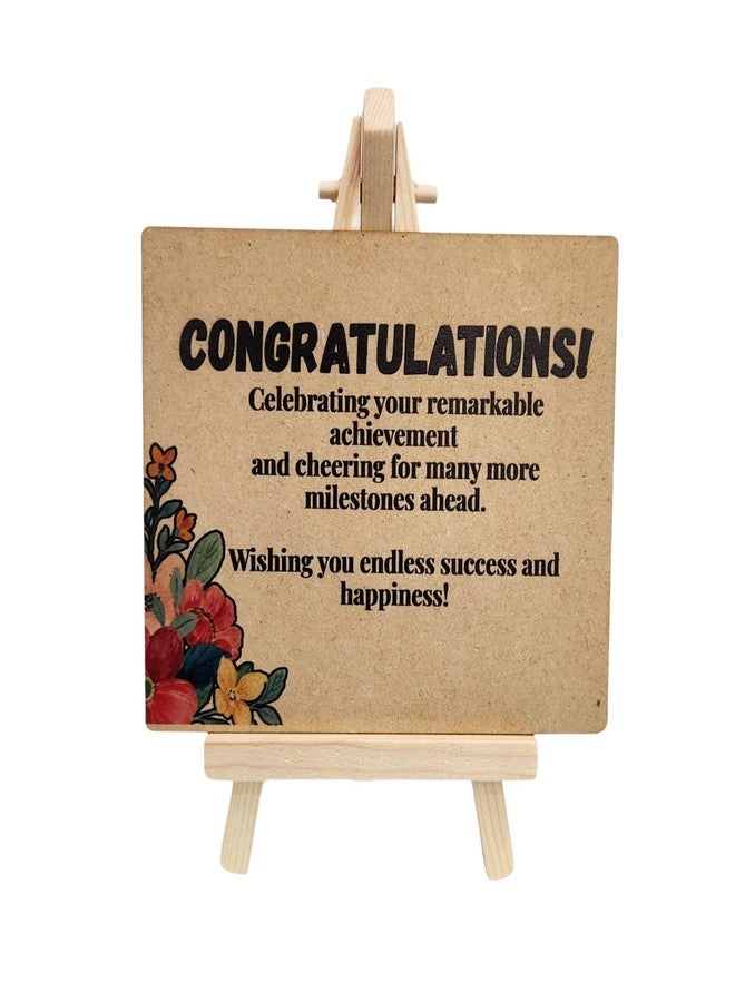 tinydabba Wooden Congrats Plaque with Easel - Congrats Gift (4×5 Inches) - Success Milestone Tabletop Decor for Graduations, Promotions, and Awards, Achievements - Image 1