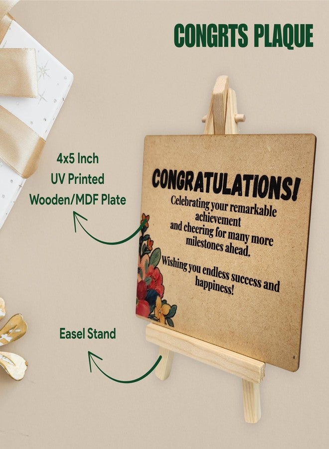 tinydabba Wooden Congrats Plaque with Easel - Congrats Gift (4×5 Inches) - Success Milestone Tabletop Decor for Graduations, Promotions, and Awards, Achievements - Image 5