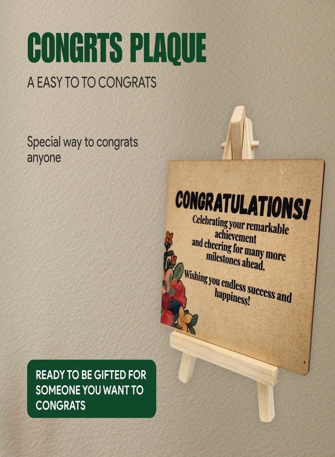 tinydabba Wooden Congrats Plaque with Easel - Congrats Gift (4×5 Inches) - Success Milestone Tabletop Decor for Graduations, Promotions, and Awards, Achievements - Image 2