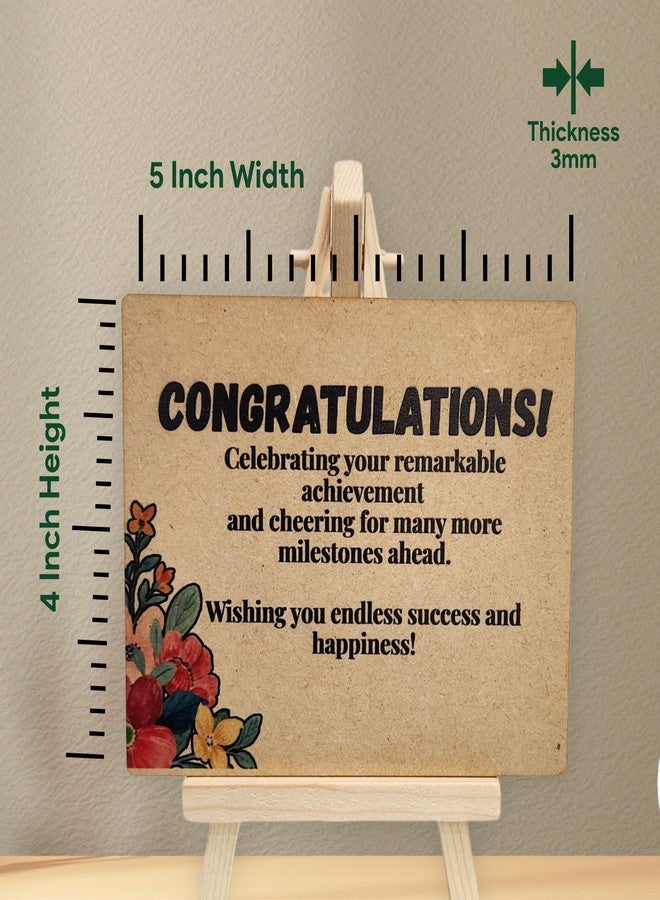 tinydabba Wooden Congrats Plaque with Easel - Congrats Gift (4×5 Inches) - Success Milestone Tabletop Decor for Graduations, Promotions, and Awards, Achievements - Image 3