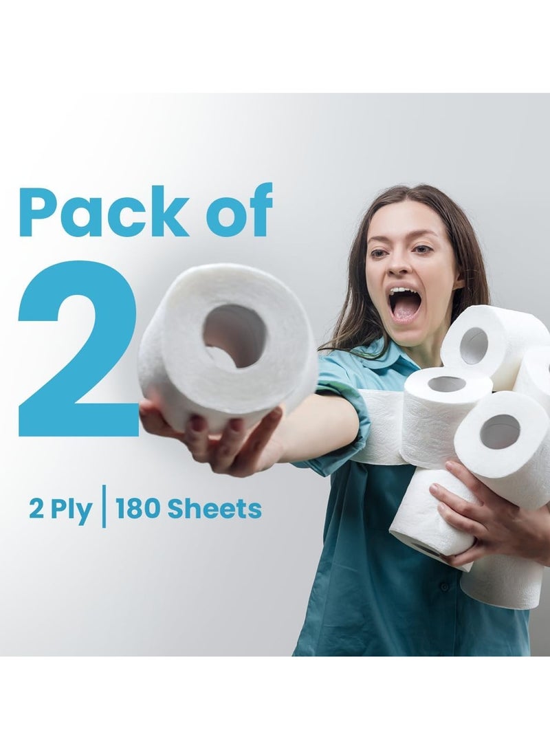 NICE Touch لفائف مرحاض مطبوعة 2 طبقة 3600 ورقة، عبوة من 20 لفافة تحتوي على 180 ورقة - تحتوي على 3600 مناديل مرحاض ناعمة - Image 2