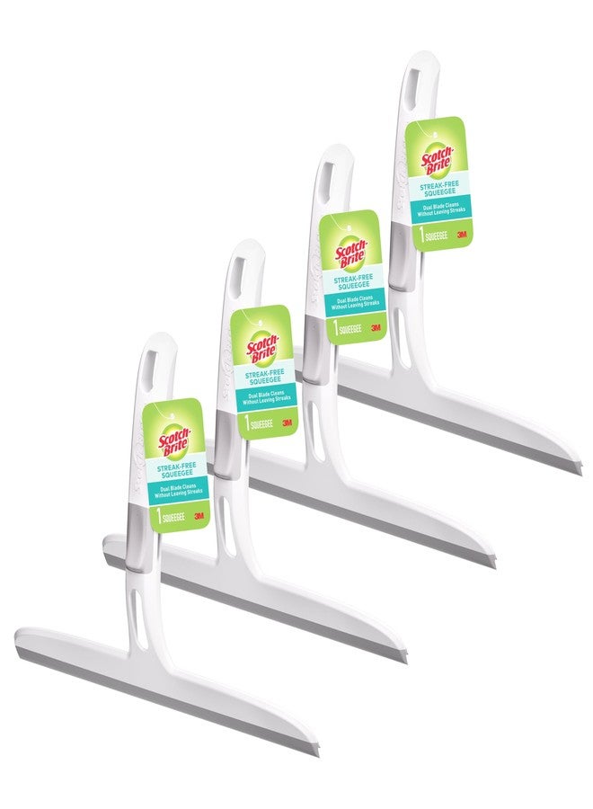 Scotch Brite Scotch-Brite Dual Blade Squeegee, Safe on Mirrors, Glass Shower Doors, Windows and More, 4 Count - Image 1