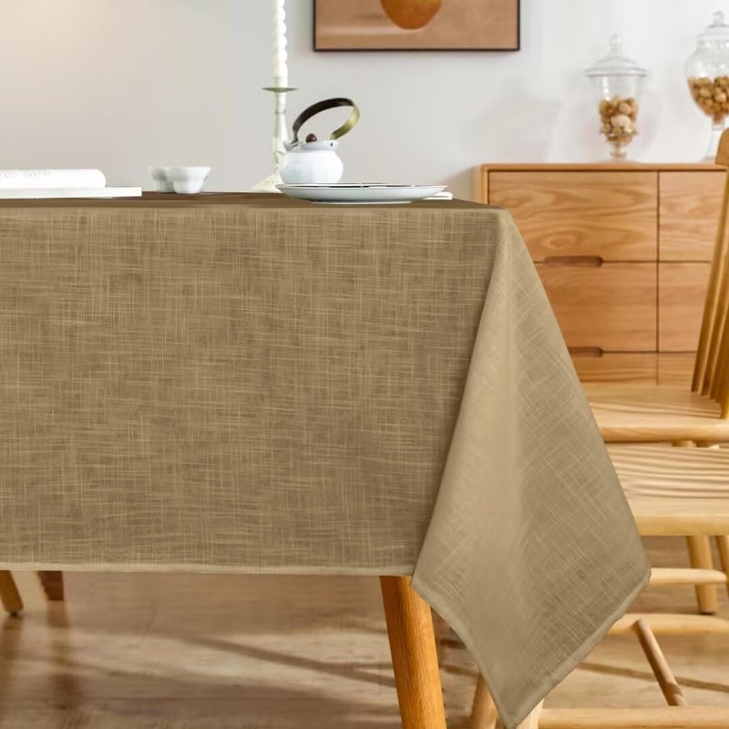 Karseteli Natural Linen Rectangle Tablecloth  2 Pack Slubby Textured Fall Lightweight Table Cloth 60 x 120 Inch  Water Resistant Stain Resistant Farmhouse Burlap Table Cover for Kitchen Dining Room - Image 1
