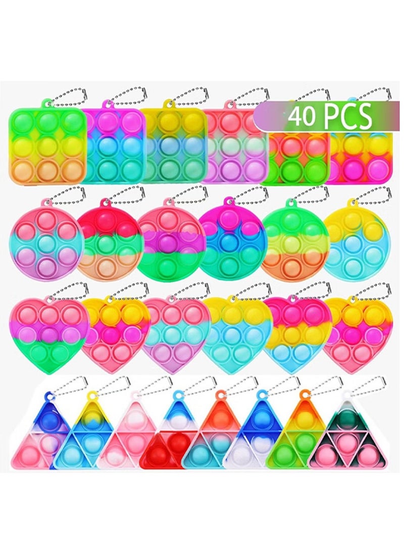 Unewshi 40 Pack Mini Pop Fidget Keychain, Kids Party Favors Fidget Toys Bulk, Its Birthday Party Favors for Kids 4+ Year Small Kid, Classroom Prizes Fidgets It Bubbles Poppers (Random Color) - Image 1