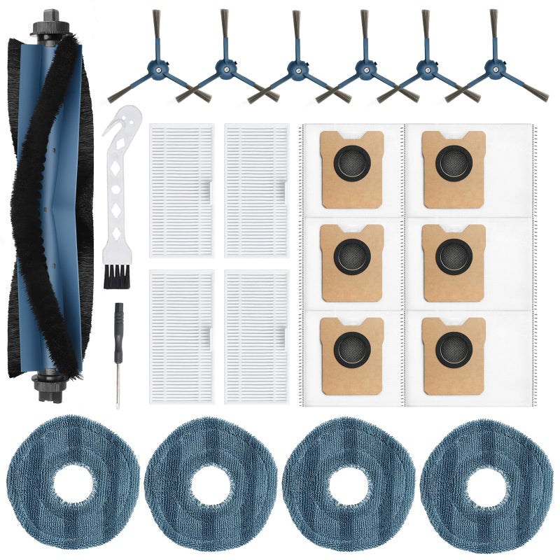 BUXEBUX 23 Pack C20 Omni Replacement Parts Accessories for Eufy C20 Omni Robot Vacuums kit 1 Roller Brush 4 HEPA Filters 4 Mop Pads 6 Side Brushes 6 Dust Bags 1 Clean Tool 1 Screwdriver - Image 2