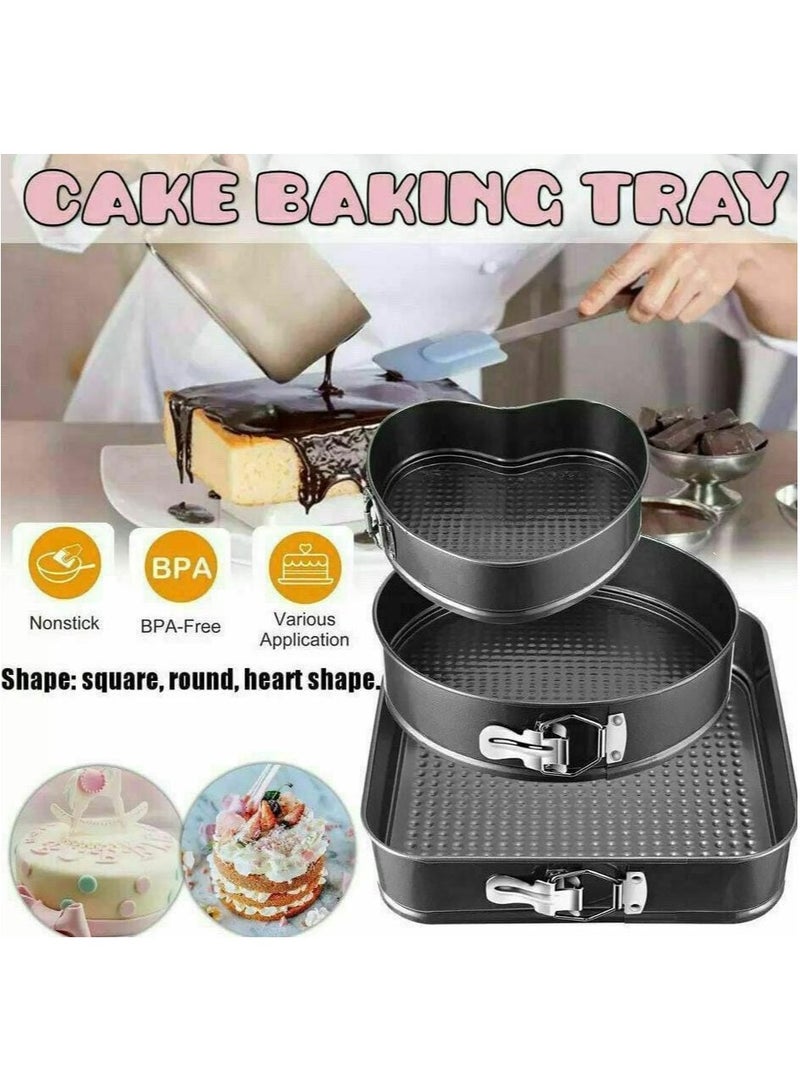صوانى كلبس اشكال طقم صواني (تشيز كيك)٣أشكال تيفال كلبس طقم صواني كيك كلبس أشكال (قلب/دائري/مربع)  خامة صاج تيفال كليبس مستورة رائعة وخاصة بصناعة التشيز كيك لسهولة الفك و التركيب المقاسات : 24 سم - 26سم - 28 سم اشكال : دائرى + مربع + قلب لعمل التارت والكيك وبمنتهى السهوله بدون لصق والكلبس لفك الكيكه بمنتهى السهوله - Image 3