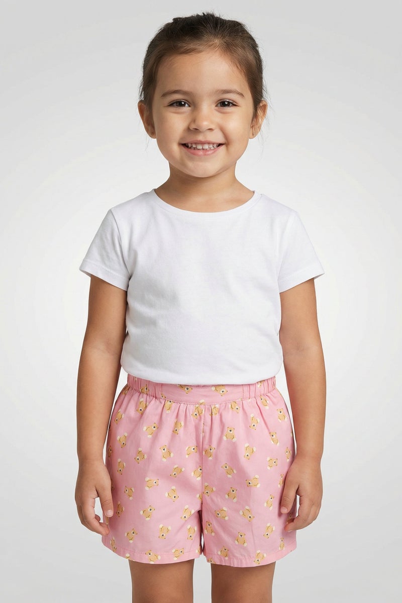 Hamleys Toddlers Girl Allover Print Basic Shorts, Multicolor - Image 1