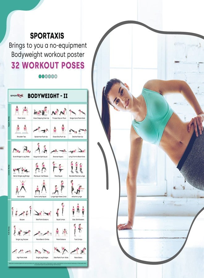 SPORTAXIS Bodyweight Workout Poster with 32 Workout Poses - Gloss Double-Sided Lamination, No-Equipment Exercise Poster for Home, Gym Training (16.5 x 27 inches) - Image 2