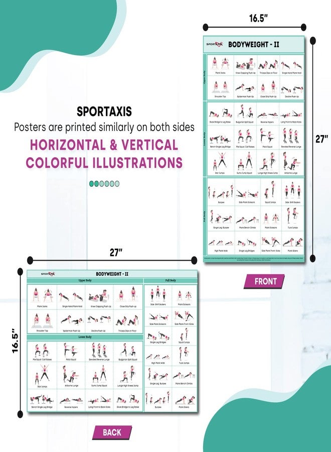 SPORTAXIS Bodyweight Workout Poster with 32 Workout Poses - Gloss Double-Sided Lamination, No-Equipment Exercise Poster for Home, Gym Training (16.5 x 27 inches) - Image 5