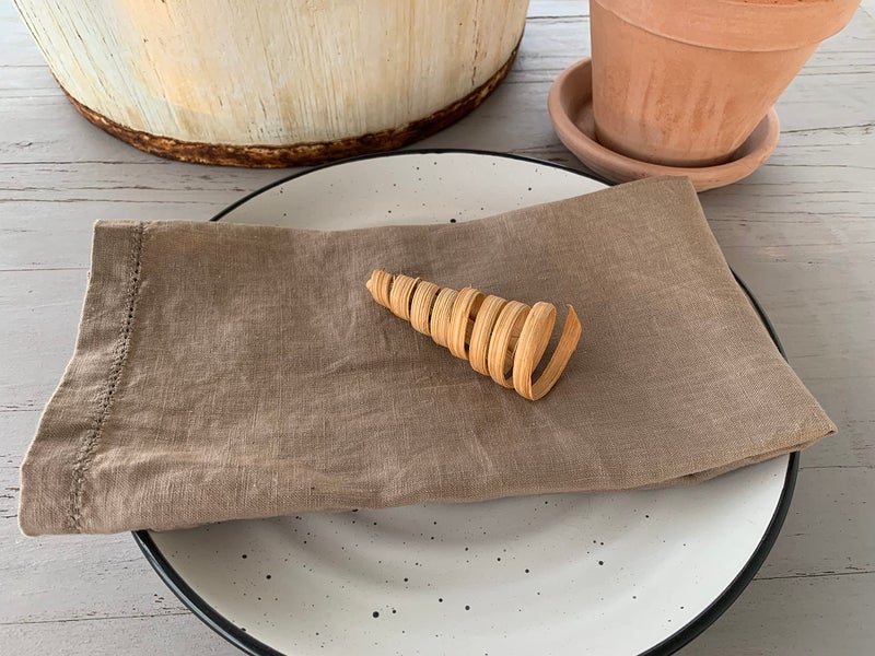 Eight Owls Hemstitched Linen Napkins - 20 Inch X 20 Inch - Stonewashed Pure Linen Cloth Dinner Napkins With Mitered Corners - 100% French Flax - Machine Washable - Set Of 4 (Natural Rustic Taupe) - Image 4