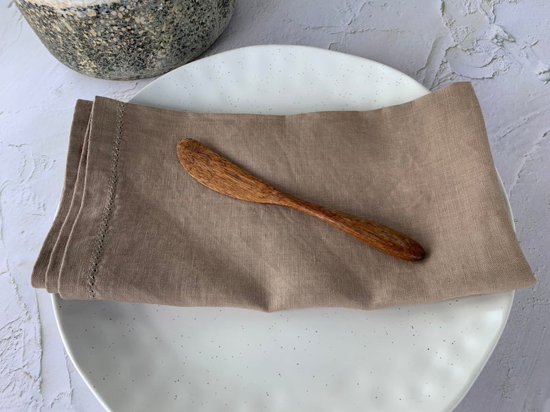 Eight Owls Hemstitched Linen Napkins - 20 Inch X 20 Inch - Stonewashed Pure Linen Cloth Dinner Napkins With Mitered Corners - 100% French Flax - Machine Washable - Set Of 4 (Natural Rustic Taupe) - Image 2