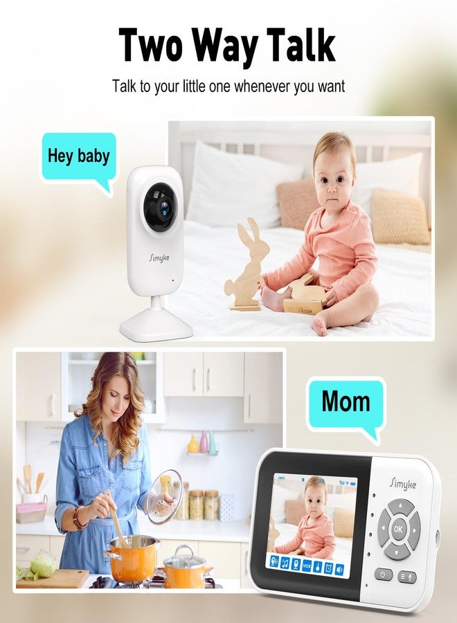 Simyke Upgrade Video Baby Monitor,WiFi Baby Camera,2.8" Display and App Control,1200ft Long Range,2 Way Talk,Auto Night Vision,Sound Alert,VOX,Temperature Sensor 5 Lullabies Feeding Remind,Home Use - Image 4