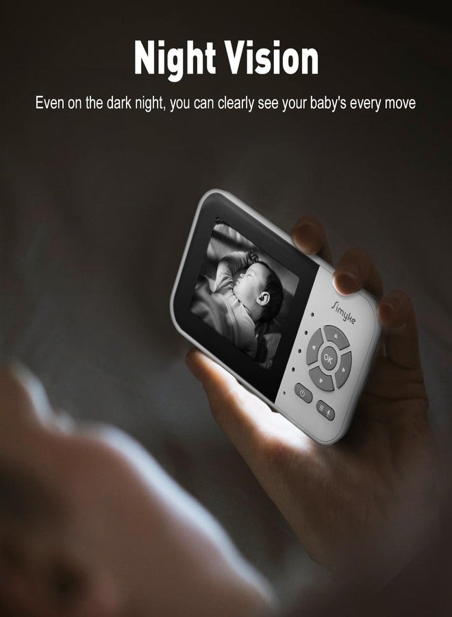 Simyke Upgrade Video Baby Monitor,WiFi Baby Camera,2.8" Display and App Control,1200ft Long Range,2 Way Talk,Auto Night Vision,Sound Alert,VOX,Temperature Sensor 5 Lullabies Feeding Remind,Home Use - Image 5