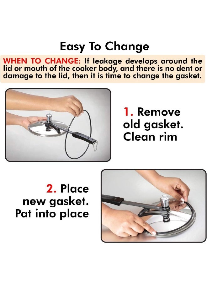 Hawkins Hawkins Gasket for 3.5 to 8-Liter Pressure Cooker Sealing Ring, Medium, Black  - Image 3