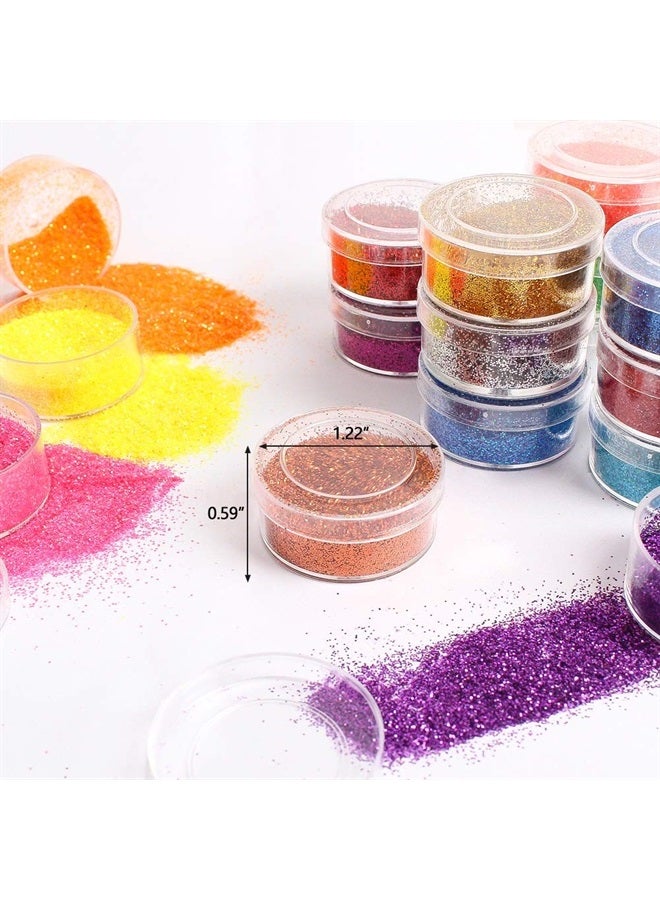 Estanoite Extra Fine Glitter Powder for Craft, 24 Colors Holographic Cosmetic Laser Glitter for Nail Body Eye Hair Face Lip Gloss, Iridescent Glitter Powder for Tumbler and Makeup (24 Fine) - Image 4