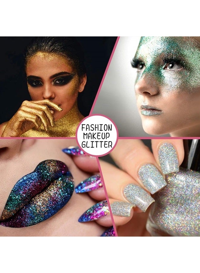 Estanoite Extra Fine Glitter Powder for Craft, 24 Colors Holographic Cosmetic Laser Glitter for Nail Body Eye Hair Face Lip Gloss, Iridescent Glitter Powder for Tumbler and Makeup (24 Fine) - Image 5
