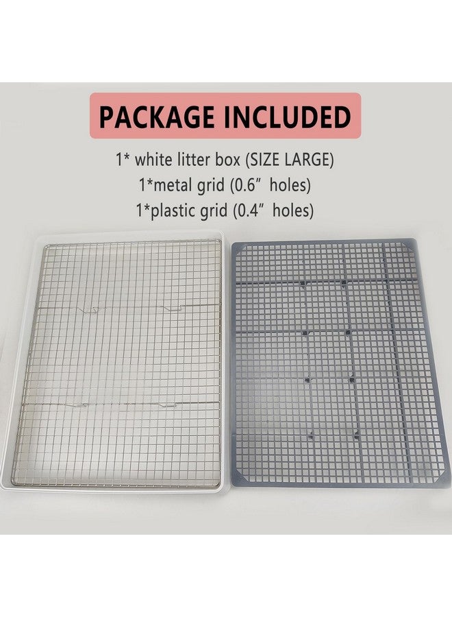 Oncpcare 22x18 Super Large Rabbit Litter Box with 2 Grates (Metal & Plastic), Bunny Litter Tray for Cage, Small Animal Potty Training for Adult Rabbit Flemish Giant Rabbits - Image 3